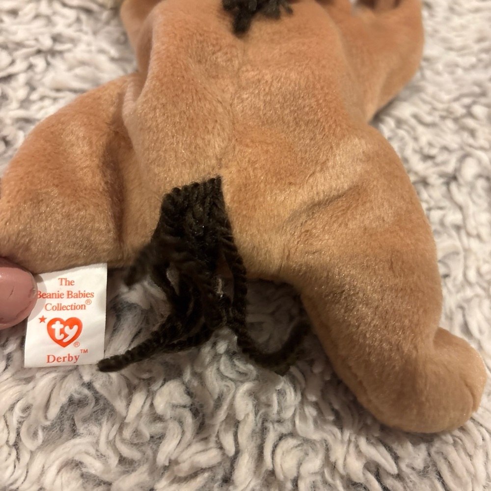 Ty Beanie Baby Derby Horse Kids OS‎ Tan Excellent White Star Forehead 1995 - Picture 4 of 5